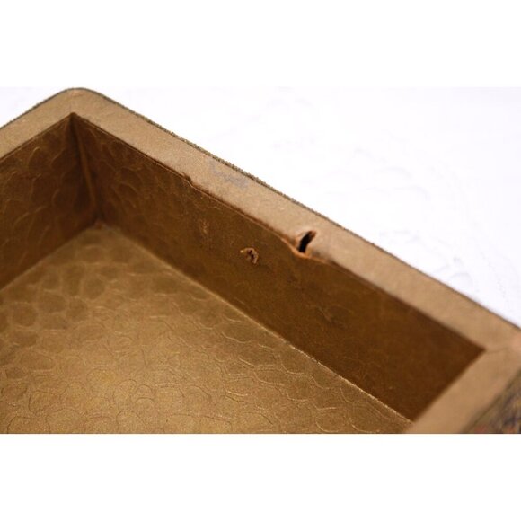 Vintage jewelry box 2 pretty flower girls, French brocade ribbon covered trinket - Picture 7 of 9